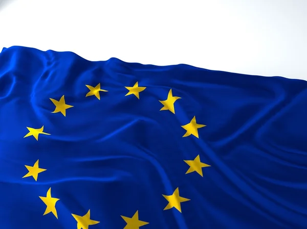 挥舞着欧洲联盟的旗帜 — 图库照片