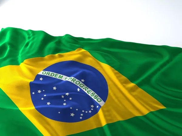 Brandissant le drapeau du Brésil — Photo