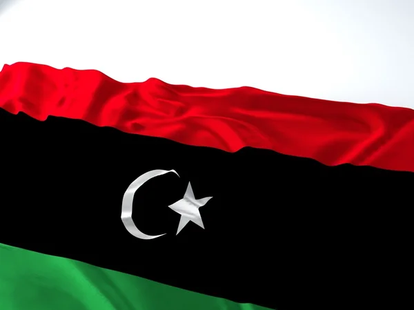 Mává Libyjská vlajka — Stock fotografie
