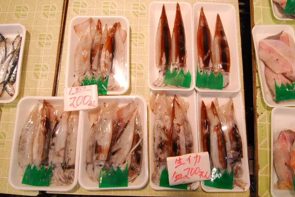 Hachinohe sabah pazarında deniz ürünleri — Stok fotoğraf