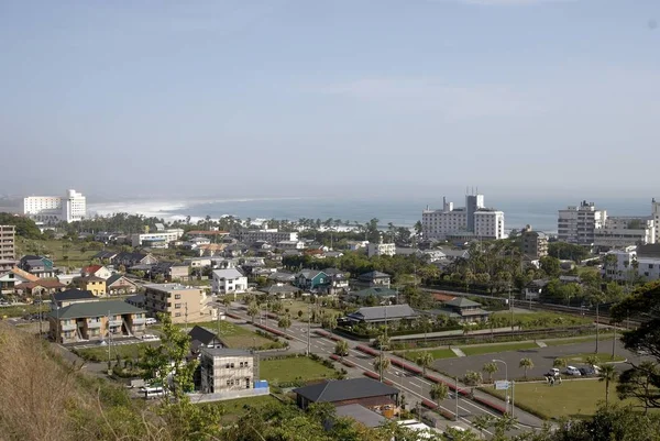 Vista da aldeia de Aogashima — Fotografia de Stock