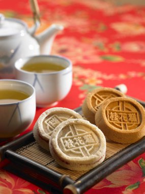 Çince el yazısı ile pişmiş çerezleri