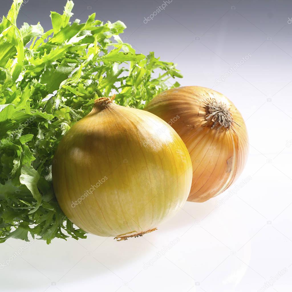 Ripe onions and Japanese mustard