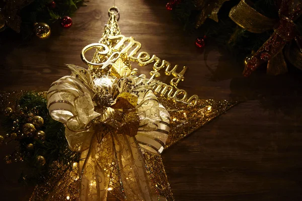 God jul skylt med dekoration — Stockfoto