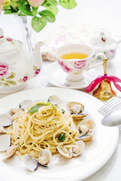 Weißweinmuscheln Pasta — Stockfoto