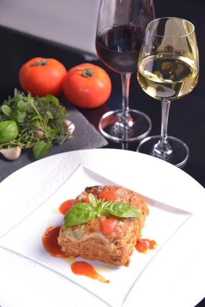 Aardappel saus lasagne — Stockfoto