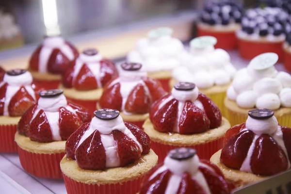 close-up of strawberry cupcake