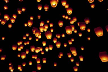black night sky in beautiful lantern lights in festival clipart