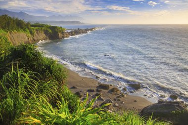 güzel manzara günbatımı zamanında yeşil dağ yeni Taipei, Tayvan