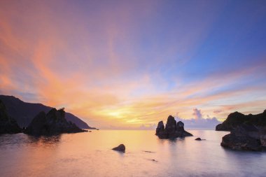 fennia lin balıkçılık Harbor'da günbatımı Tayvan