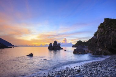 fennia lin balıkçılık Harbor'da günbatımı Tayvan