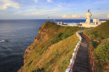 Tarihi Bitoujiao deniz feneri Ruifang bölgesinde, yeni Taipei, Tayvan.