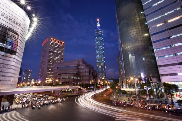 Visa Taipei 101 Tower Nattetid Taiwan — Stockfoto