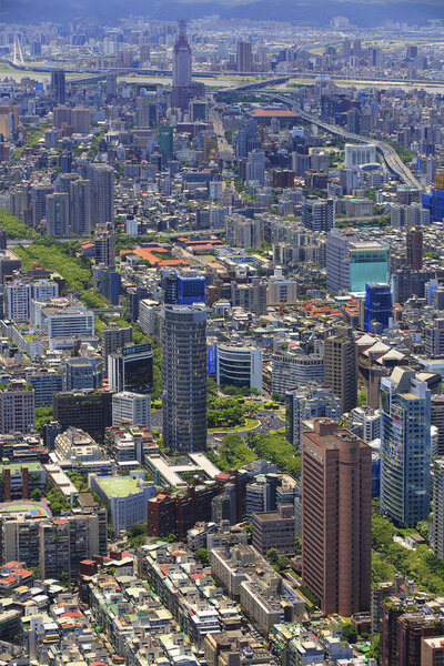 View of buildings in Keelung City in the northeastern part of Taiwan.