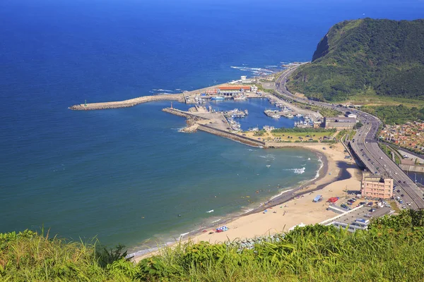 Vackert Landskap Blått Hav Med Gröna Berg Nya Taipei Taiwan — Stockfoto