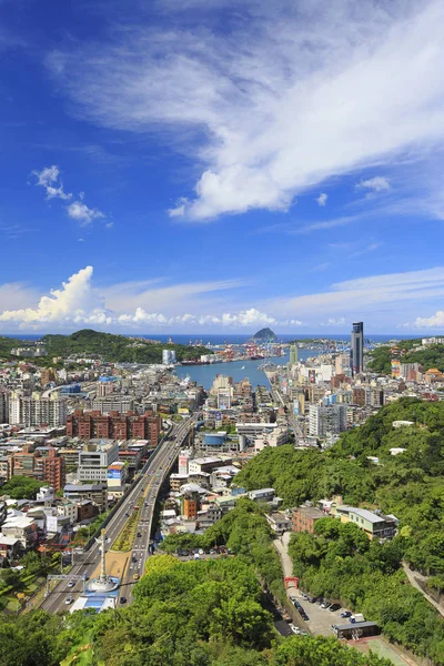 Vogel Weergave Van Gebouwen Keelung Stad Het Noordoosten Van Taiwan — Stockfoto