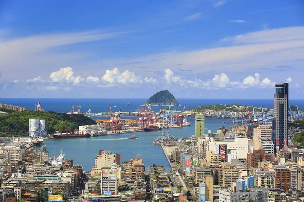 Widok Lotu Ptaka Budynków Keelung Miasto Północno Wschodniej Części Tajwan — Zdjęcie stockowe