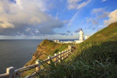 Tarihi Bitoujiao deniz feneri Ruifang bölgesinde, yeni Taipei, Tayvan.