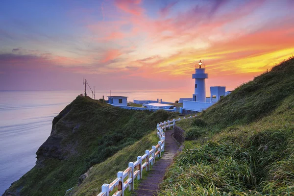 Faro Histórico Qilaibi Atardecer Hualien City Taiwán —  Fotos de Stock