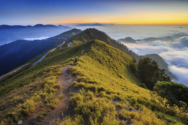 Magnifique Sommet Principal Montagne Hehuanshan Coucher Soleil Dans Centre Taiwan — Photo