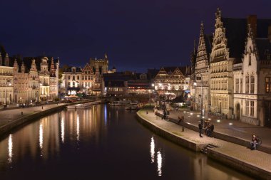 Belediyesi Şehir, Gent, Belçika Flaman Bölgesi geceleri