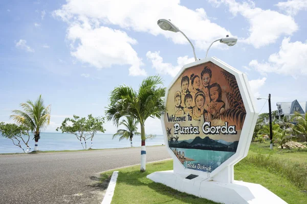 Foto Cartelera Hermoso Lugar Tropical Punta Gorda San Pedro Belice — Foto de Stock