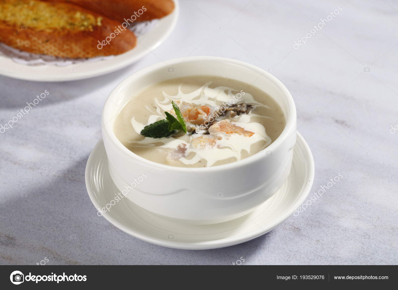 Mushroom Shrimp Cream Soup Close View Stock Photo by ©topphoto 193529076