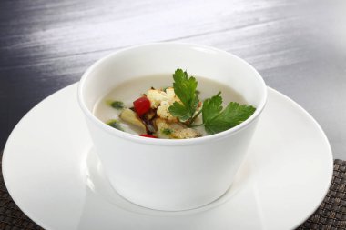 Kase sebze çorbası tablo ile closeup