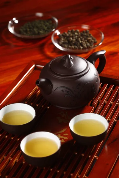 Closeup Restaurant Tea Set Table — Stock Photo, Image