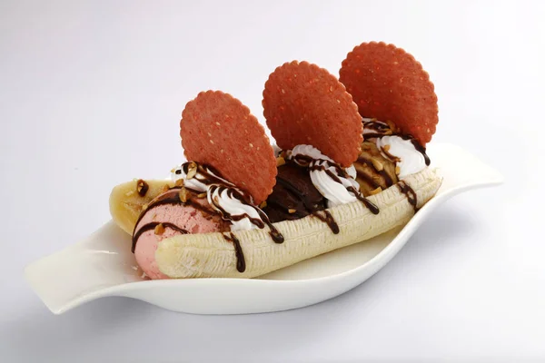 Крупный План Вкусного Сладкого Мороженого Вкусная Порция Мороженого — стоковое фото