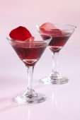 koktejl v martini sklenice, detailní zobrazení