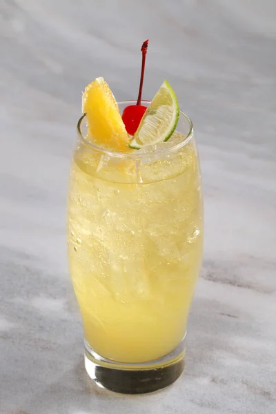 lemon soda cocktail, close-up view