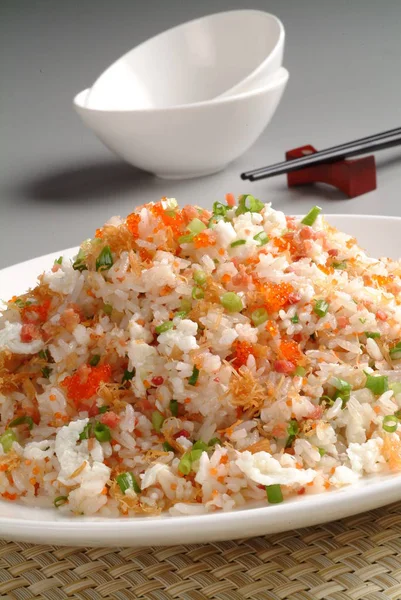 Portion Fried Rice Kitchen Table Traditional Chinese Food — Stock Photo, Image