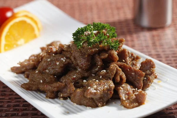 Sesame Beef Plate Close View — Stock Photo, Image