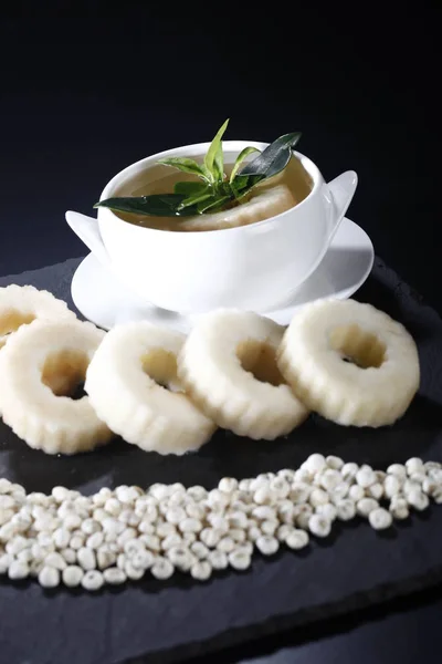 chinese yam soup, close-up view