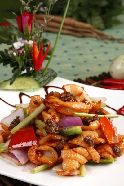 Stir Fried Crocodile Intestine Close View — Stock Photo, Image