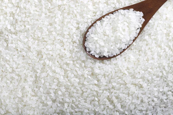 White Rice Spoon Close View — Stock Photo, Image