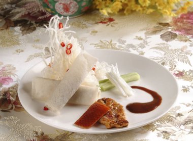 Pekin ördeği şal, yakından görmek 