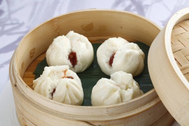 Bambu konteyner Buhar buns ile closeup