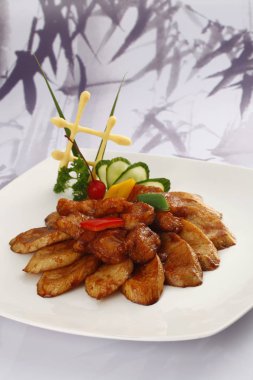 domuz eti yemek, yakından görmek ile beyaz bambu