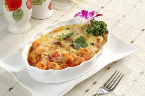 Seafood Cheese Bake Close View — Stock Photo, Image