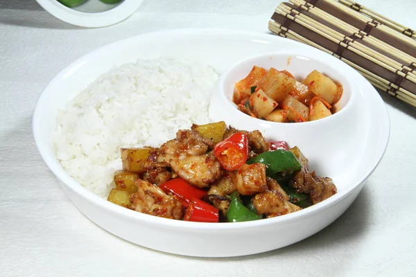 Gebratenes Hühnchen Umrühren Nahsicht — Stockfoto