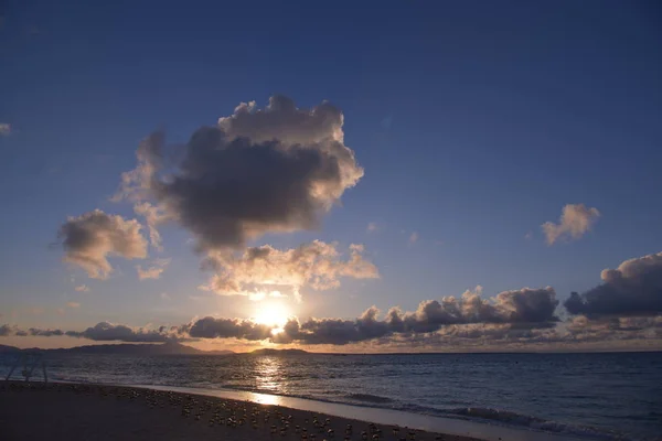 Zonsondergang Zee Met Wolken — Stockfoto