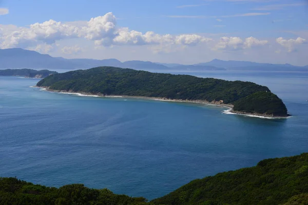 Vue Aérienne Île Verte Dans Mer — Photo