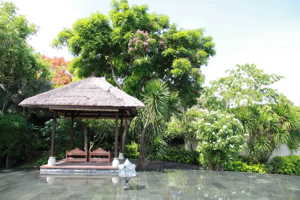 Poltrona Con Ombrellone Nel Parco Verde Indonesia — Foto Stock