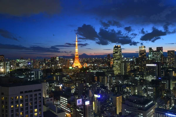 Widok Lotu Ptaka Tokio Lapan Nocy — Zdjęcie stockowe
