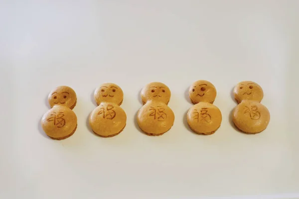 Asian Cookies Row Closeup — Stock Photo, Image