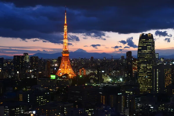 Widok Lotu Ptaka Tokio Lapan Nocy — Zdjęcie stockowe