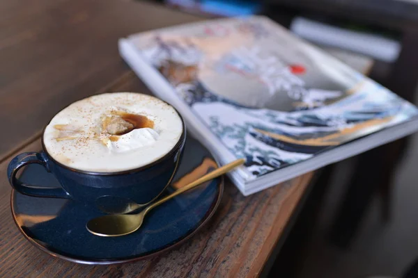 Gros Plan Tasse Café Sur Table — Photo