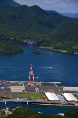 Deniz manzaralı yeşil bir ada. 